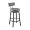 Armen Living Dalza Swivel Counter Stool in Black Finish with Gray Faux Leather 840254333543 - alternate 1